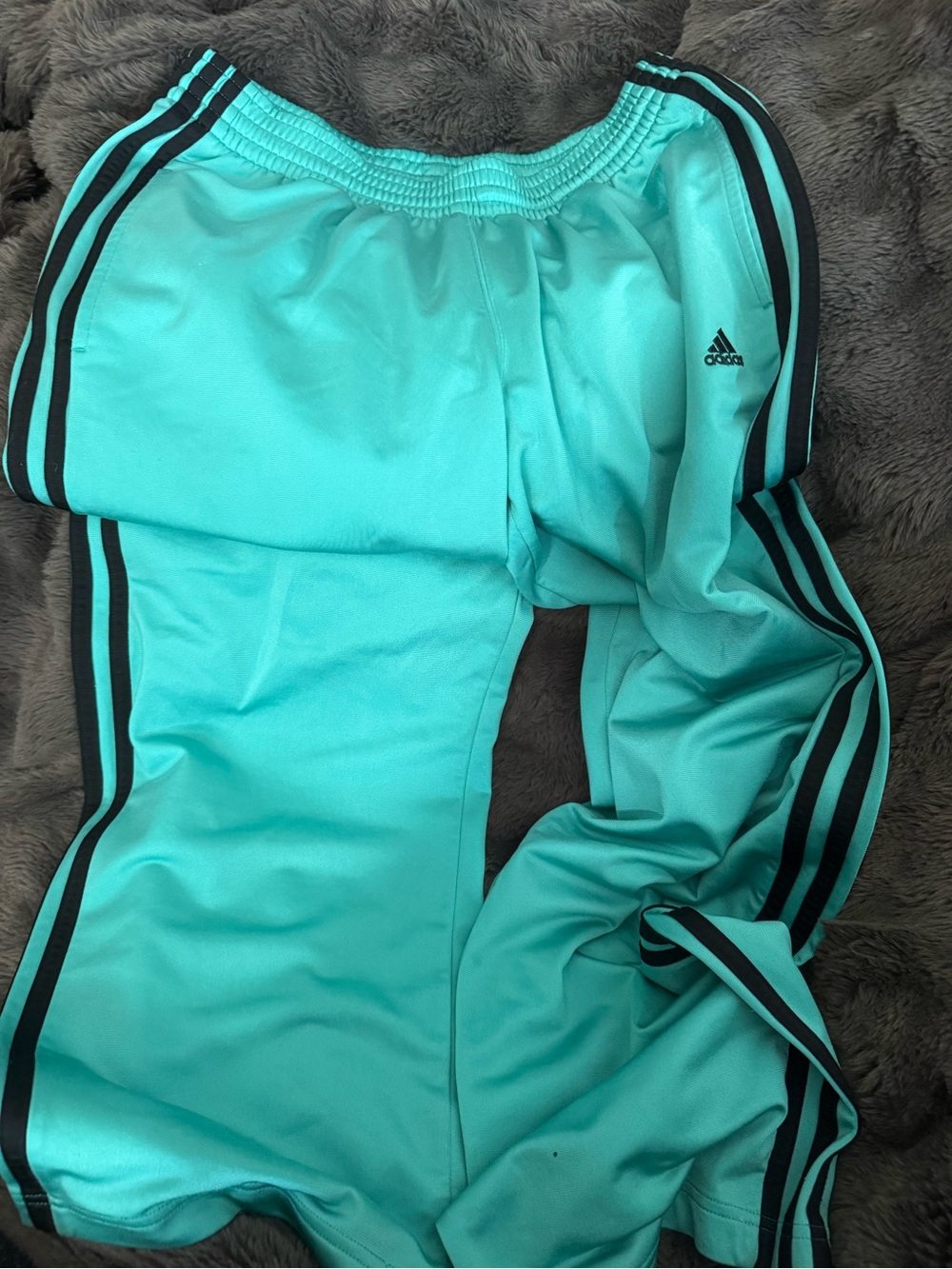 Y2K adidas Womens Teal Track Pants with Black Stripes